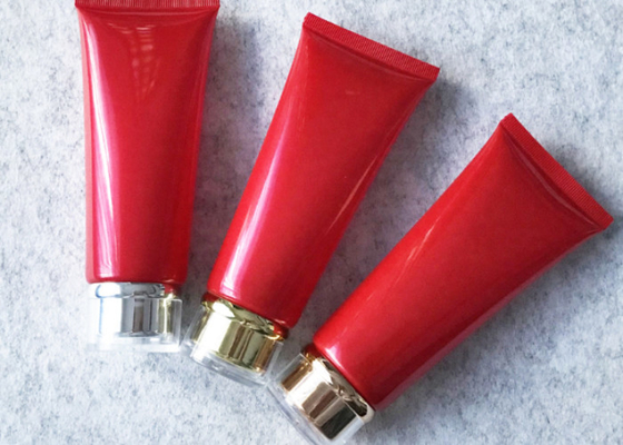 Rotes kosmetisches Plastikrohr des Offsetdruck-200ml für Gesichts-Wäsche-Creme